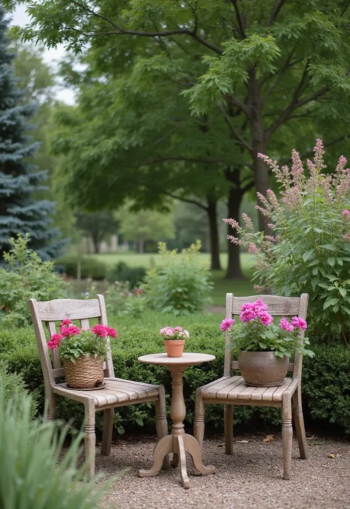 30 Chair Planter Ideas That Turn Old Furniture Into Art - 6. The Chair and Table Duo