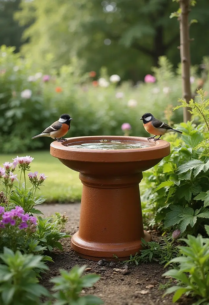 30 Chimney Pot Planter Ideas for Unique Garden Flair - 11. Bird Bath Planters
