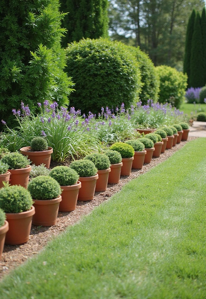 30 Chimney Pot Planter Ideas for Unique Garden Flair - 13. Garden Edging with Chimney Pots