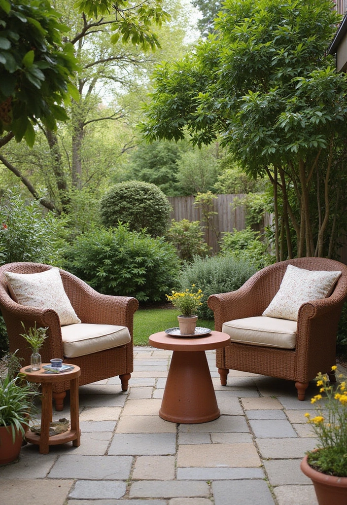 30 Chimney Pot Planter Ideas for Unique Garden Flair - 14. Cottage-Style Seating Area