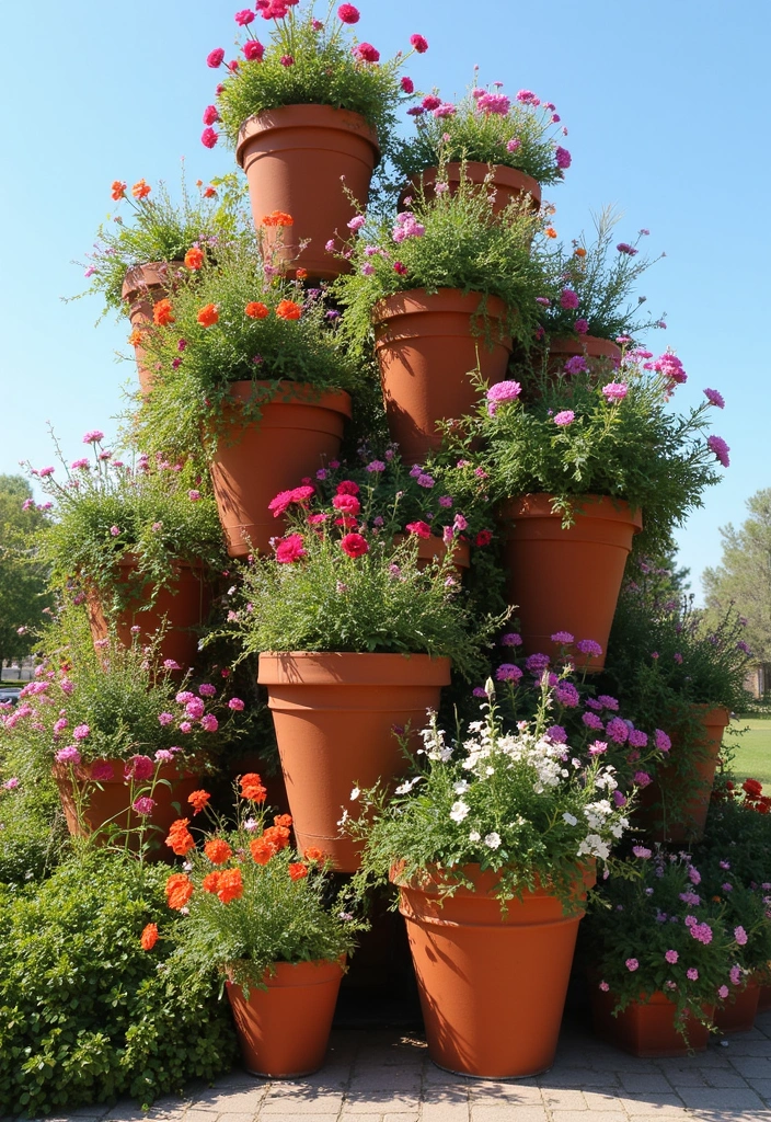 30 Chimney Pot Planter Ideas for Unique Garden Flair - 2. Vertical Gardening with Stacked Chimney Pots