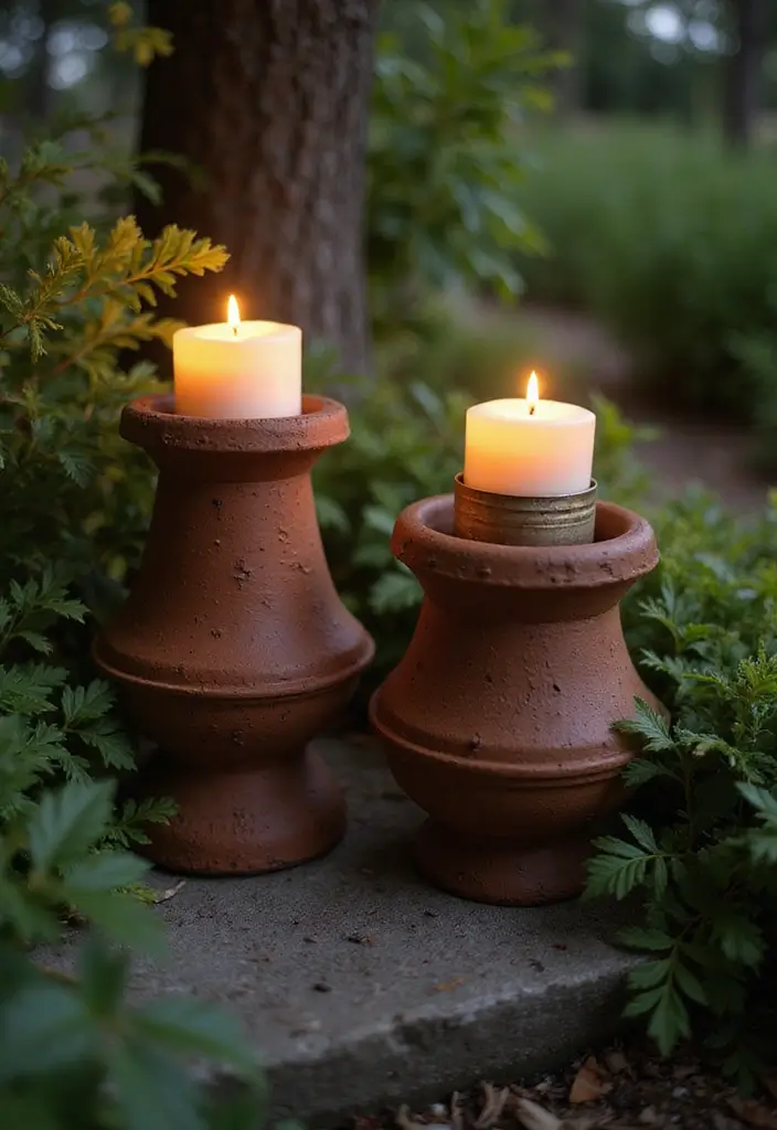30 Chimney Pot Planter Ideas for Unique Garden Flair - 20. Rustic Candle Holders