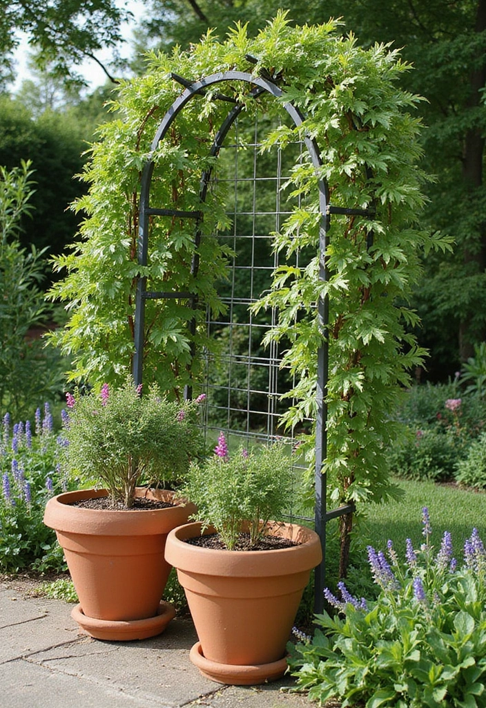 30 Chimney Pot Planter Ideas for Unique Garden Flair - 21. Trellis Planters