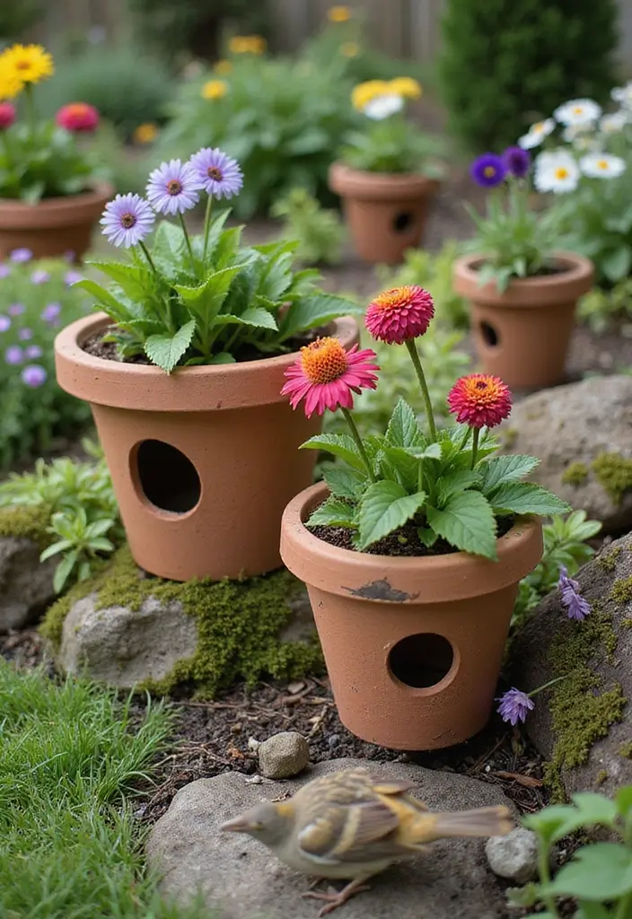 30 Chimney Pot Planter Ideas for Unique Garden Flair - 22. Birdhouse Planters