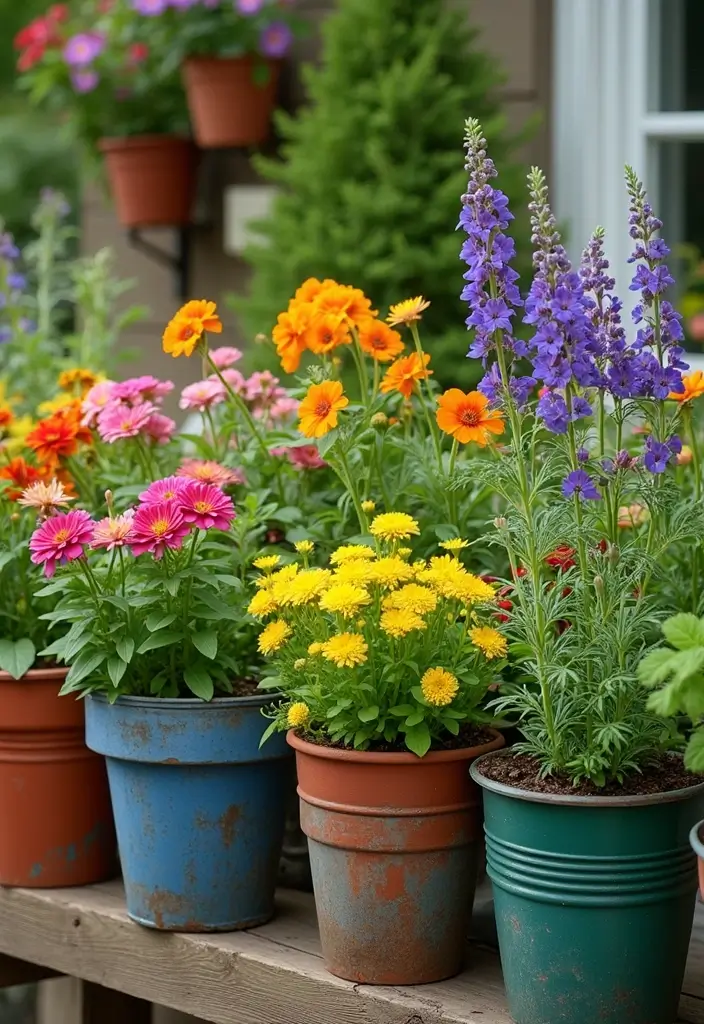 30 Chimney Pot Planter Ideas for Unique Garden Flair - 24. Mixed Planting Techniques