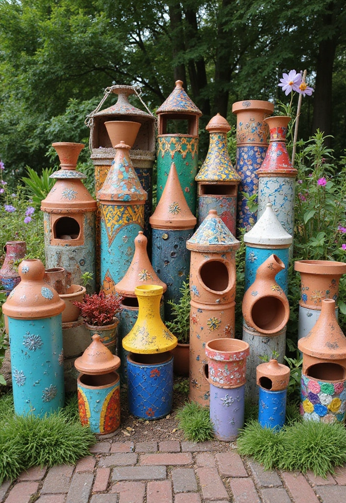 30 Chimney Pot Planter Ideas for Unique Garden Flair - 27. Upcycled Garden Art