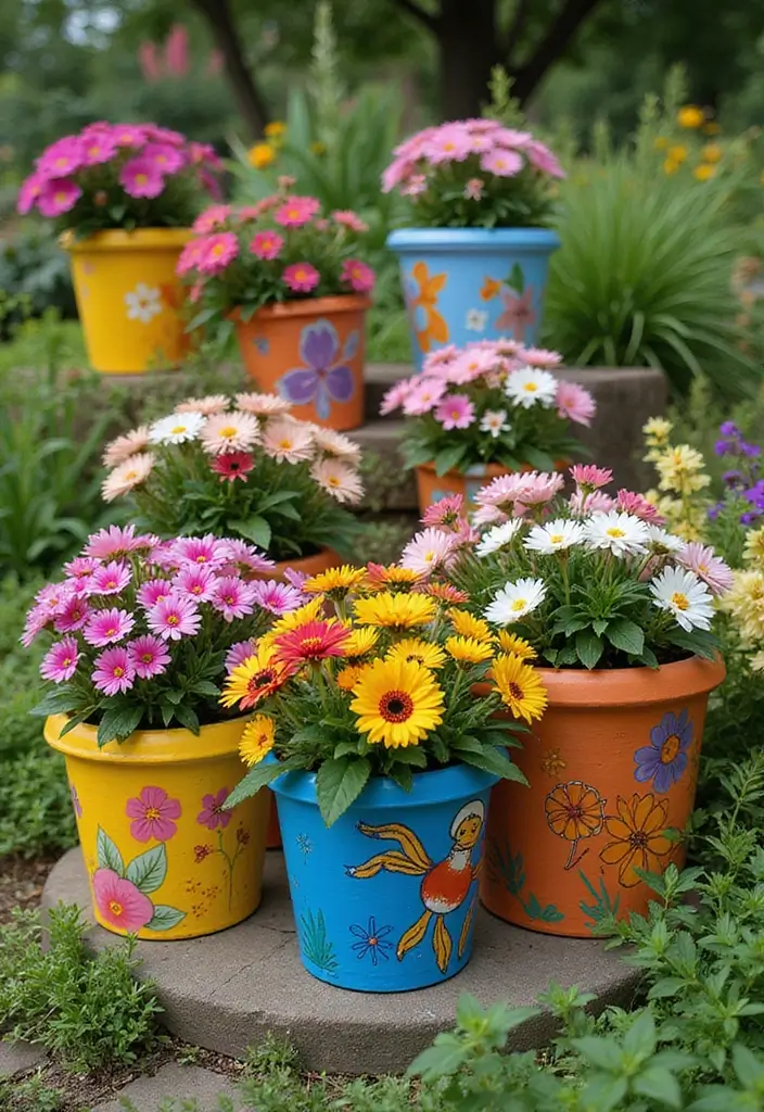 30 Chimney Pot Planter Ideas for Unique Garden Flair - 7. Artistic Painted Pots