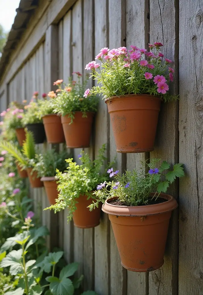 30 Chimney Pot Planter Ideas for Unique Garden Flair - 9. Rustic Fence Planters