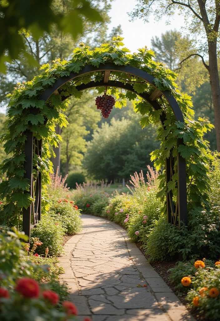 30 Concord Grape Trellis Ideas for Classic Vineyards 92 30 Concord Grape Trellis Ideas for Classic Vineyards - 14. Curved Trellis