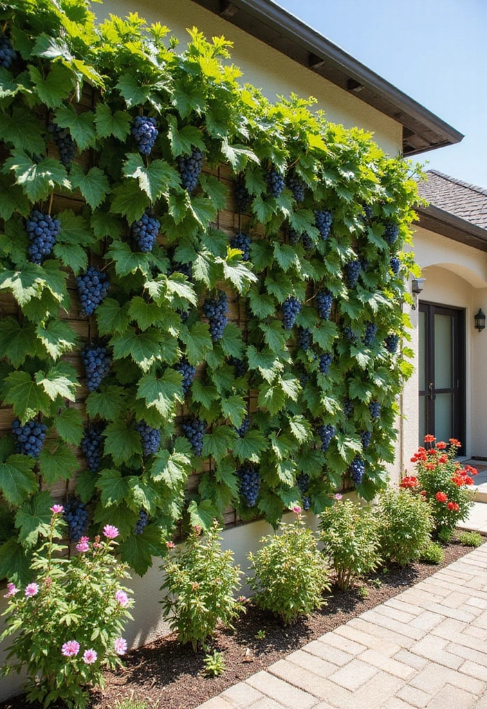 30 Concord Grape Trellis Ideas for Classic Vineyards 113 30 Concord Grape Trellis Ideas for Classic Vineyards - 17. Green Wall Trellis