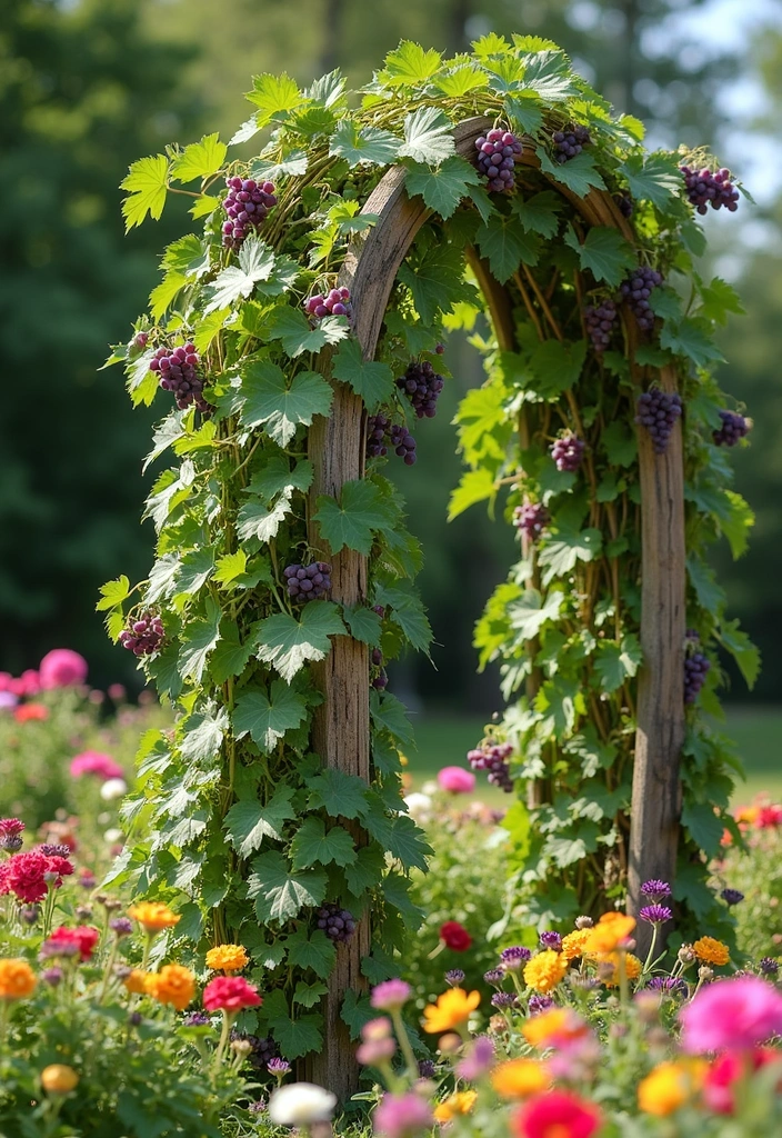 30 Concord Grape Trellis Ideas for Classic Vineyards 134 30 Concord Grape Trellis Ideas for Classic Vineyards - 20. Recycled Materials Trellis
