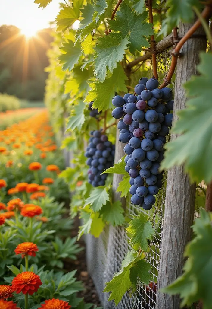 30 Concord Grape Trellis Ideas for Classic Vineyards 148 30 Concord Grape Trellis Ideas for Classic Vineyards - 22. Mesh Netting Trellis
