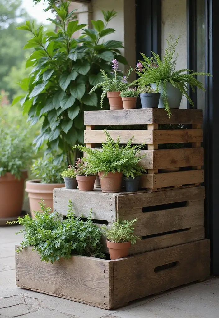 30 Container Planter Ideas for Every Type of Plant - 1. Stacked Wooden Crates
