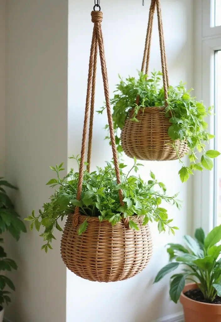 30 Container Planter Ideas for Every Type of Plant - 16. Woven Hanging Baskets