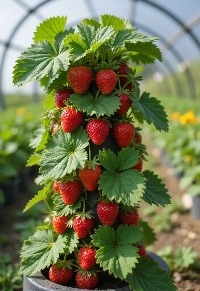 30 Container Planter Ideas for Every Type of Plant - 19. Vertical Strawberry Tower