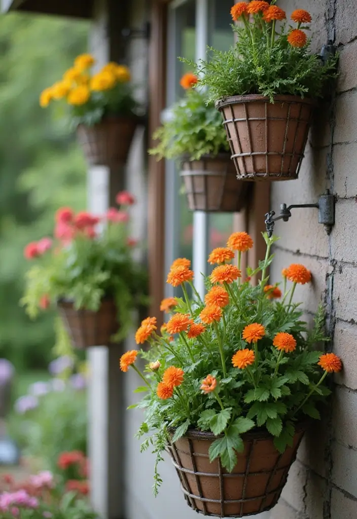 30 Container Planter Ideas for Every Type of Plant - 24. Wire Basket Planters