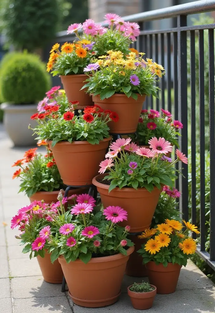 30 Container Planter Ideas for Every Type of Plant - 25. Vertical Flower Pots