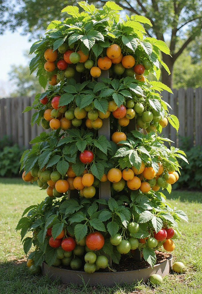 30 Container Planter Ideas for Every Type of Plant - 26. Fruit-Infused Vertical Garden