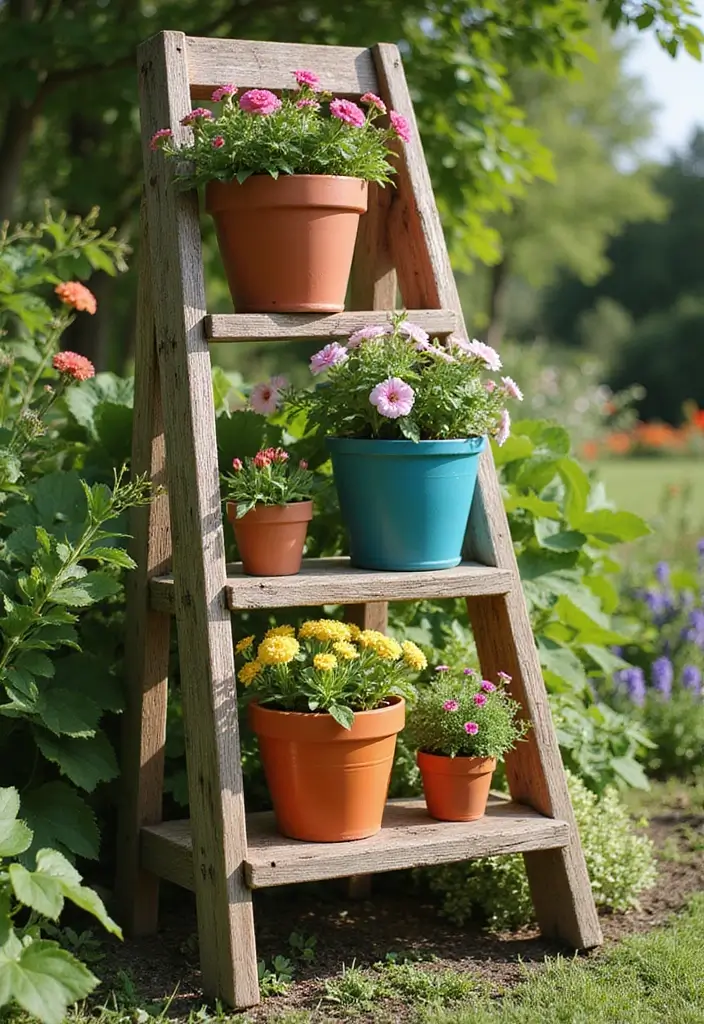 30 Container Planter Ideas for Every Type of Plant - 9. Ladder Planter