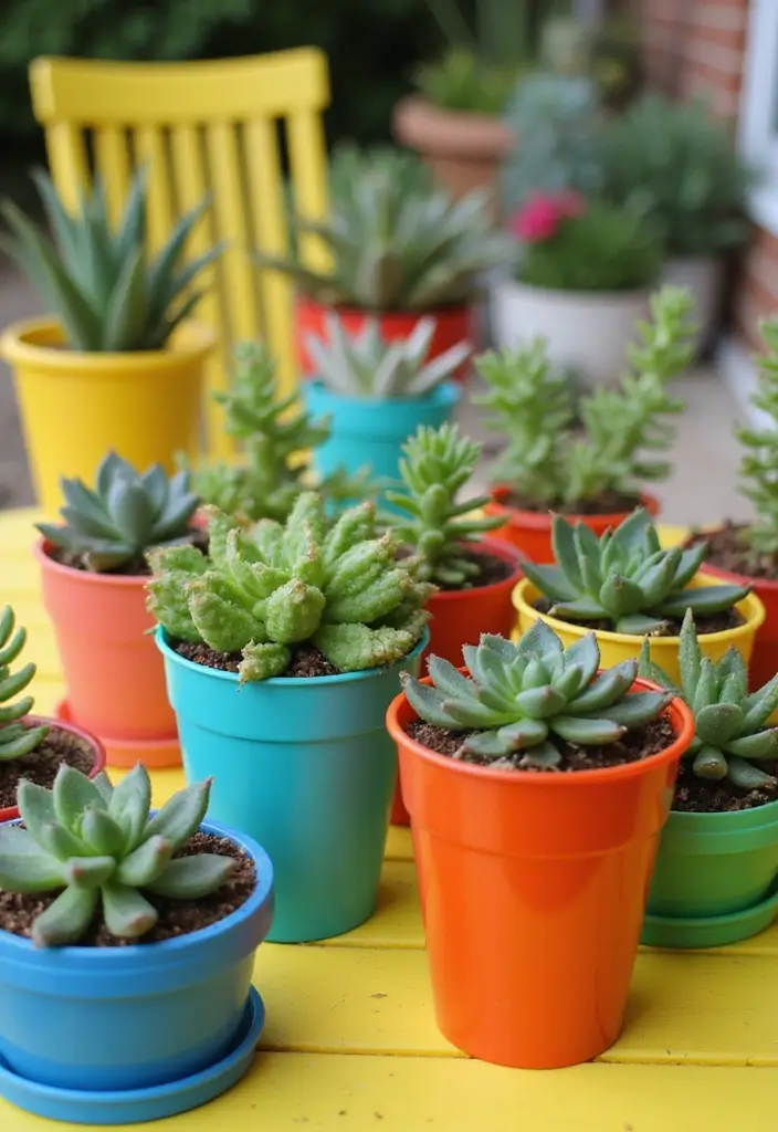 30 Cup Planter Ideas That Are Adorable and Easy to Make 71 30 Cup Planter Ideas That Are Adorable and Easy to Make - 11. Colorful Plastic Cups