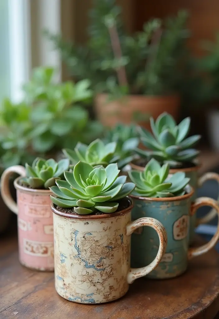 30 Cup Planter Ideas That Are Adorable and Easy to Make 85 30 Cup Planter Ideas That Are Adorable and Easy to Make - 13. Upcycled Vintage Mugs