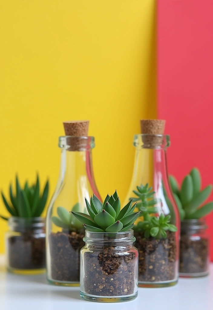 30 Cup Planter Ideas That Are Adorable and Easy to Make 106 30 Cup Planter Ideas That Are Adorable and Easy to Make - 16. Miniature Glass Bottles