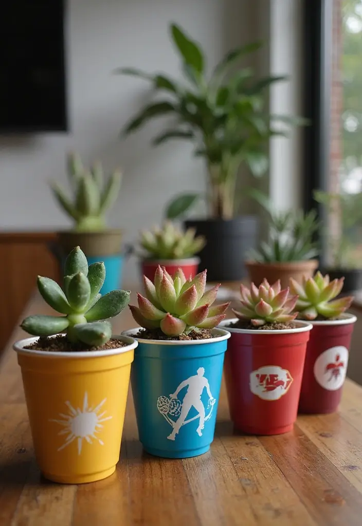 30 Cup Planter Ideas That Are Adorable and Easy to Make 57 30 Cup Planter Ideas That Are Adorable and Easy to Make - 9. Quirky Sports Cups