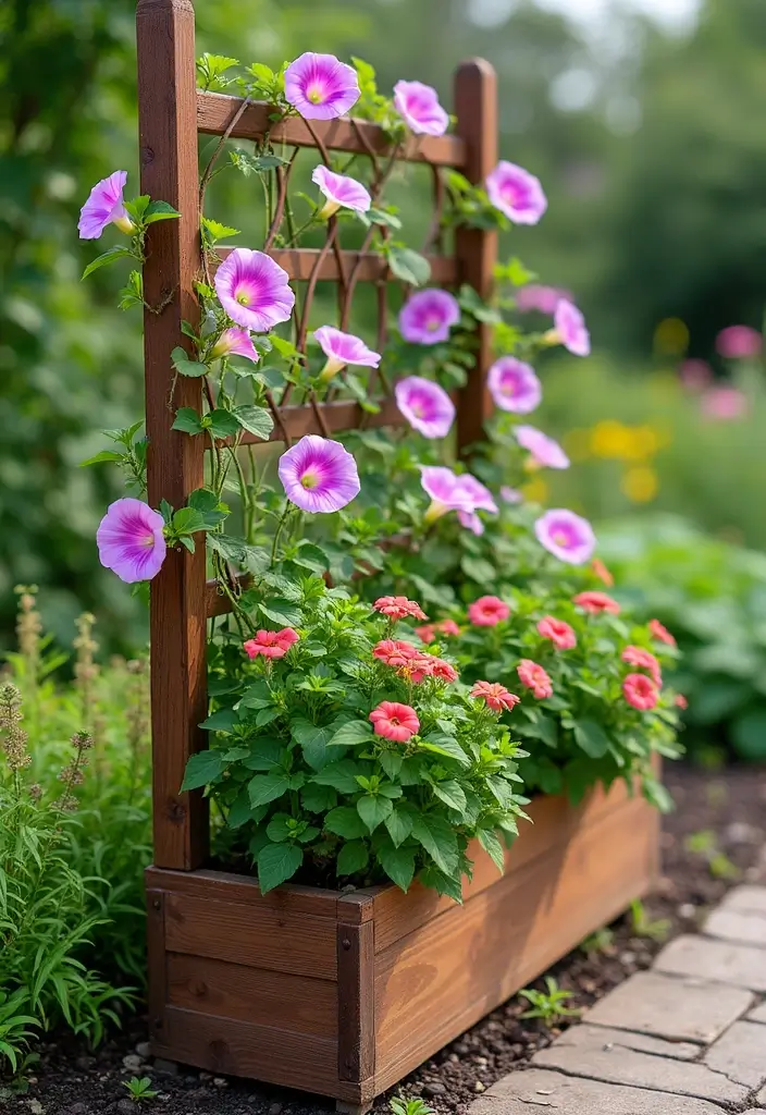 30 DIY Morning Glory Trellis Ideas for a Burst of Color 60 30 DIY Morning Glory Trellis Ideas for a Burst of Color - 10. Trellis Planter Boxes