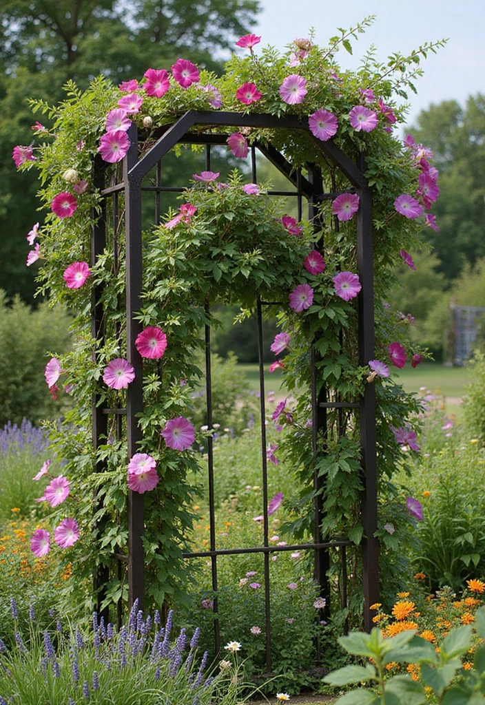 30 DIY Morning Glory Trellis Ideas for a Burst of Color 72 30 DIY Morning Glory Trellis Ideas for a Burst of Color - 12. Geometric Trellis