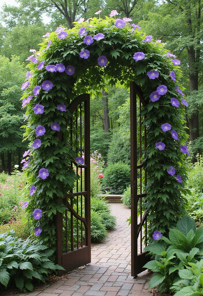30 DIY Morning Glory Trellis Ideas for a Burst of Color 136 30 DIY Morning Glory Trellis Ideas for a Burst of Color - 22. Archway Trellis with Screen