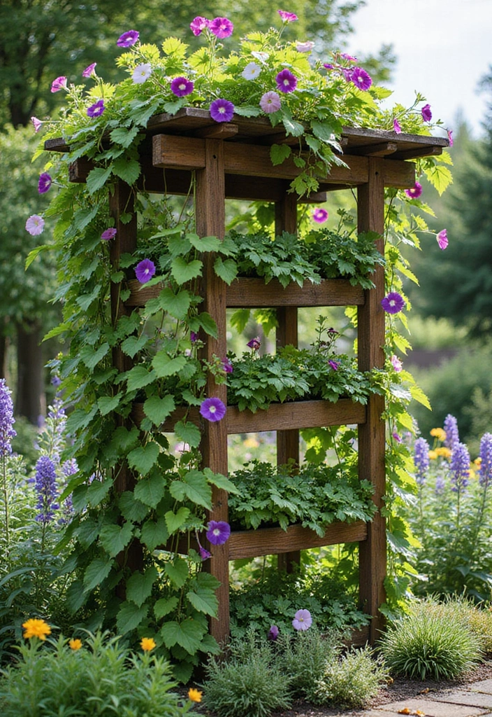 30 DIY Morning Glory Trellis Ideas for a Burst of Color 143 30 DIY Morning Glory Trellis Ideas for a Burst of Color - 23. Multi-Level Trellis