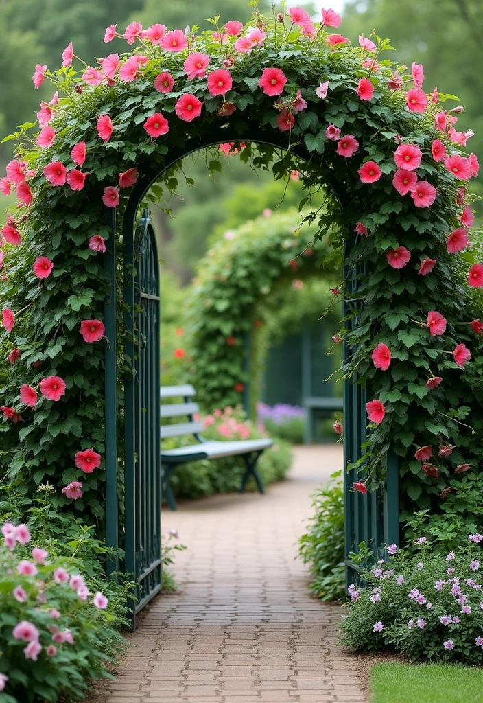 30 DIY Morning Glory Trellis Ideas for a Burst of Color 29 30 DIY Morning Glory Trellis Ideas for a Burst of Color - 5. Arched Garden Gate Trellis