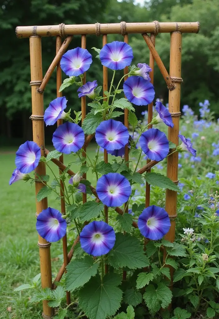 30 DIY Morning Glory Trellis Ideas for a Burst of Color 36 30 DIY Morning Glory Trellis Ideas for a Burst of Color - 6. DIY Bamboo Trellis