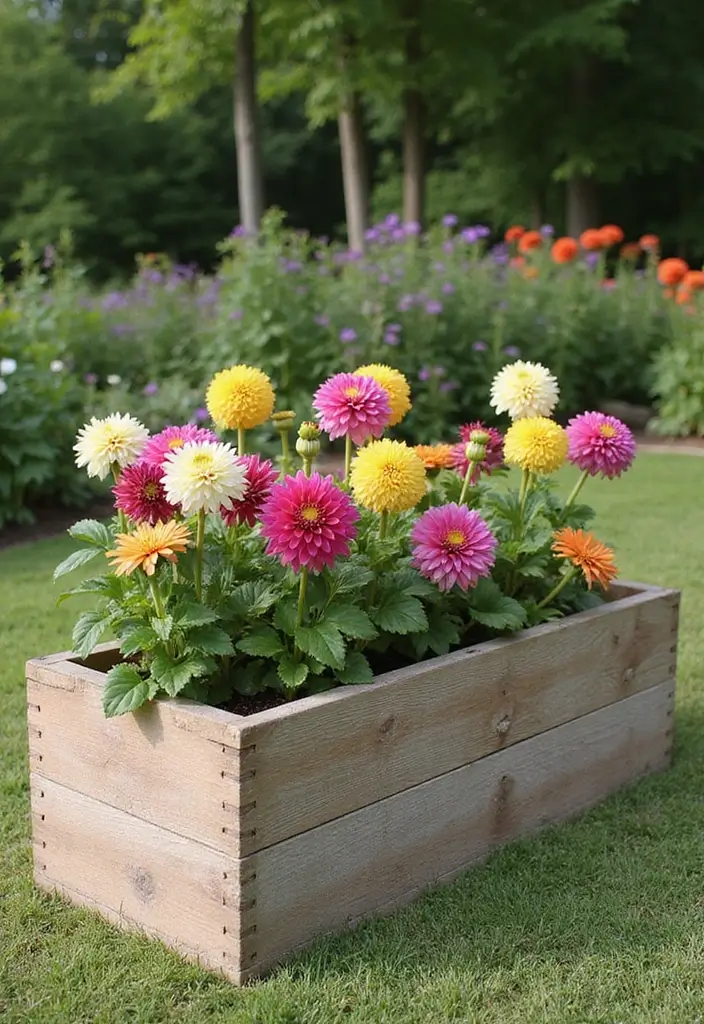 30 Dahlia Planter Ideas to Showcase Bold Blooms 87 30 Dahlia Planter Ideas to Showcase Bold Blooms - 15. DIY Planter Boxes