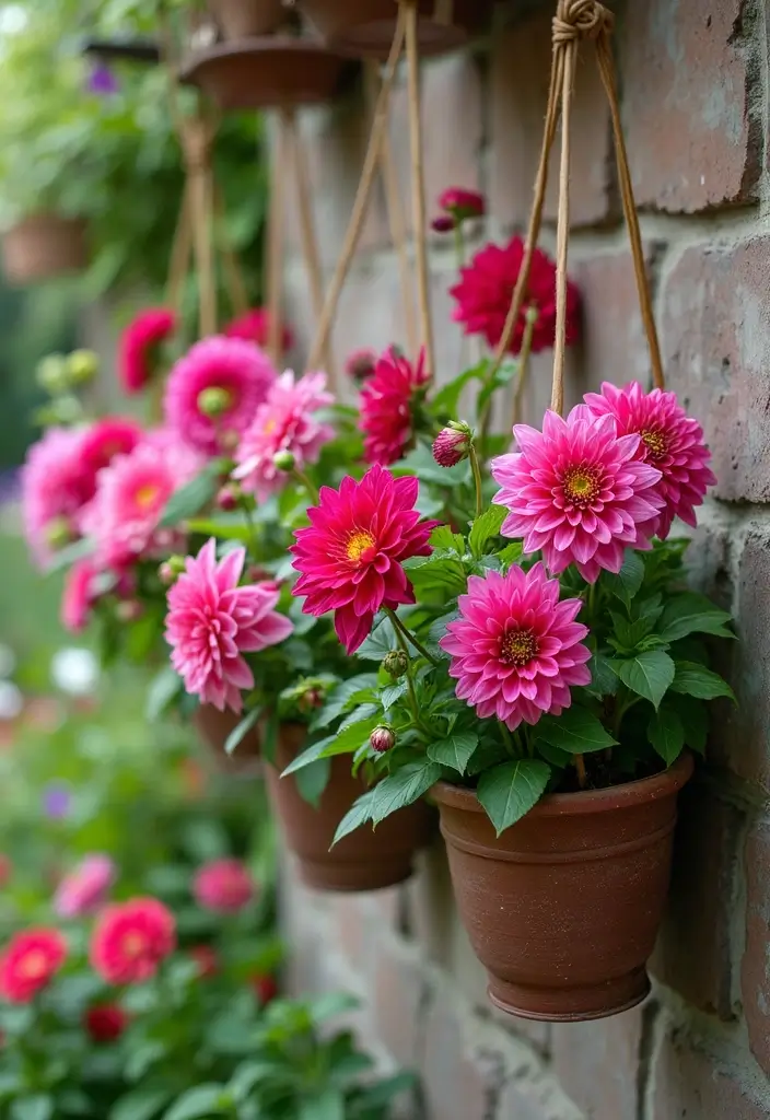 30 Dahlia Planter Ideas to Showcase Bold Blooms 94 30 Dahlia Planter Ideas to Showcase Bold Blooms - 16. Hanging Wall Planters