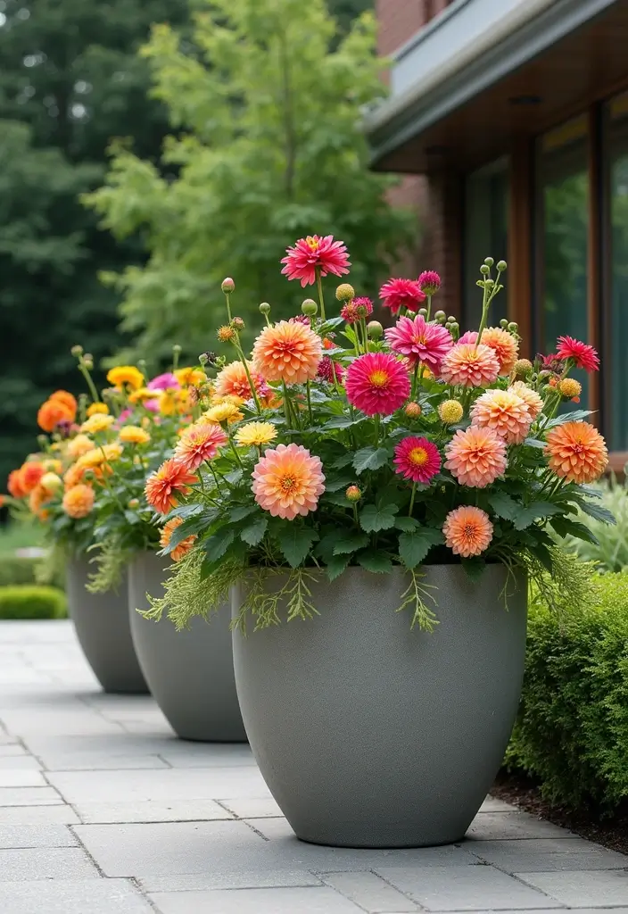 30 Dahlia Planter Ideas to Showcase Bold Blooms 106 30 Dahlia Planter Ideas to Showcase Bold Blooms - 18. Large Resin Planters