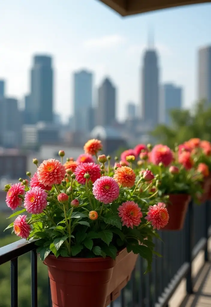 30 Dahlia Planter Ideas to Showcase Bold Blooms 137 30 Dahlia Planter Ideas to Showcase Bold Blooms - 23. Balconies with Planter Railings