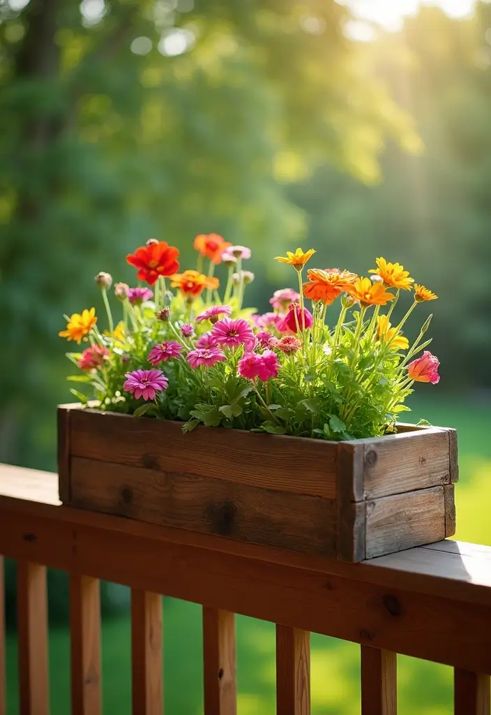 30 Deck Railing Planter Ideas for Vertical Garden Beauty - 11. Reclaimed Wood Planters