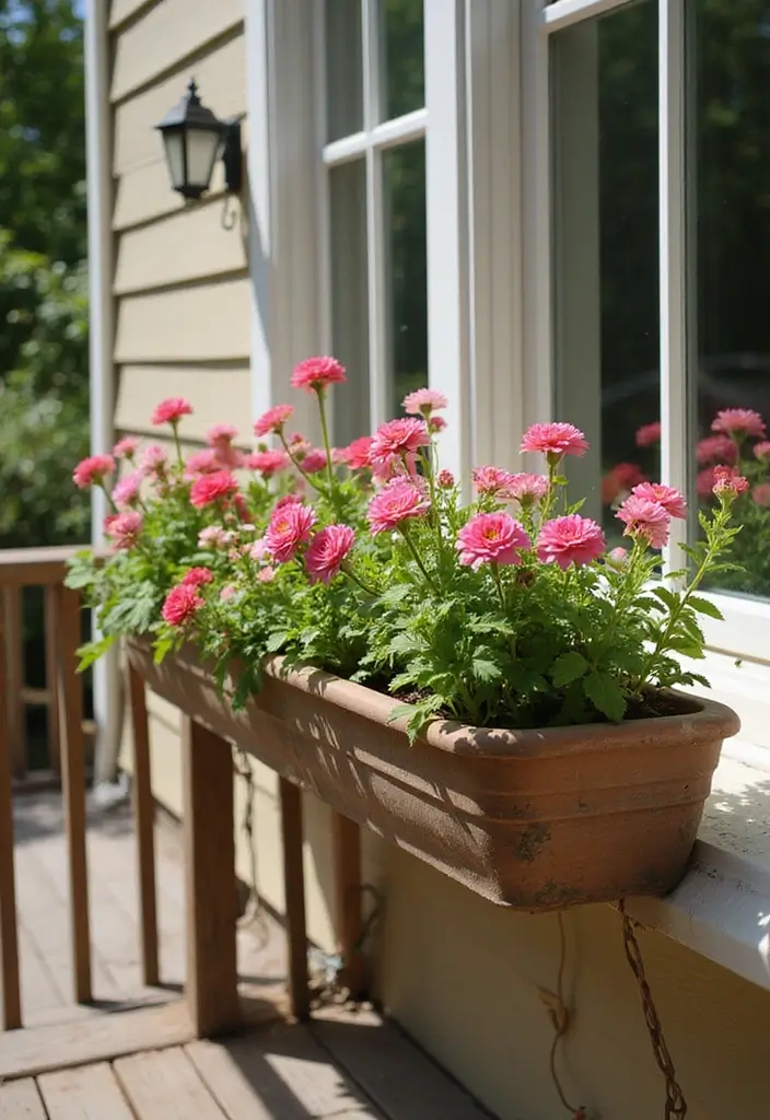 30 Deck Railing Planter Ideas for Vertical Garden Beauty - 15. Window Box Planters
