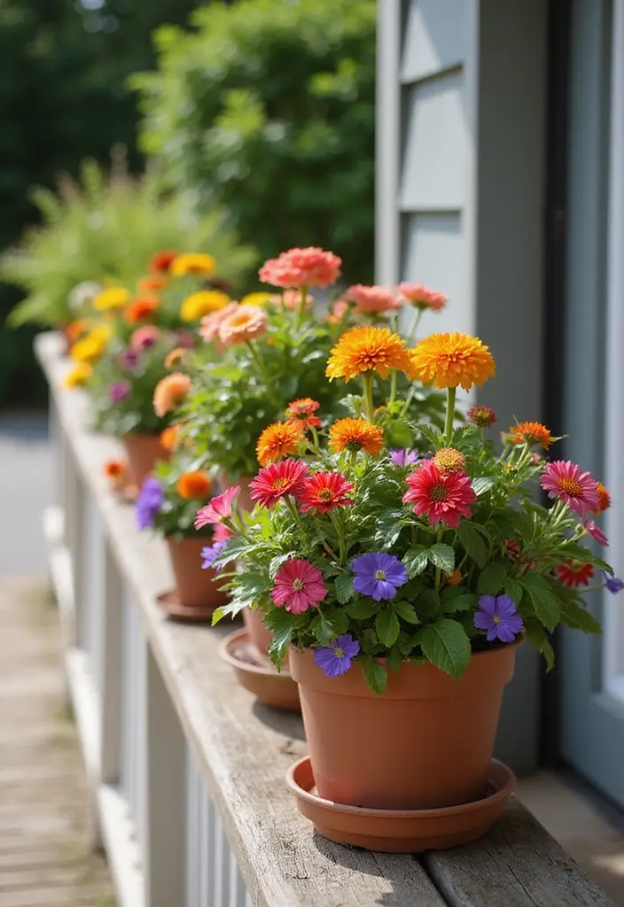 30 Deck Railing Planter Ideas for Vertical Garden Beauty - 17. Edible Flower Planters