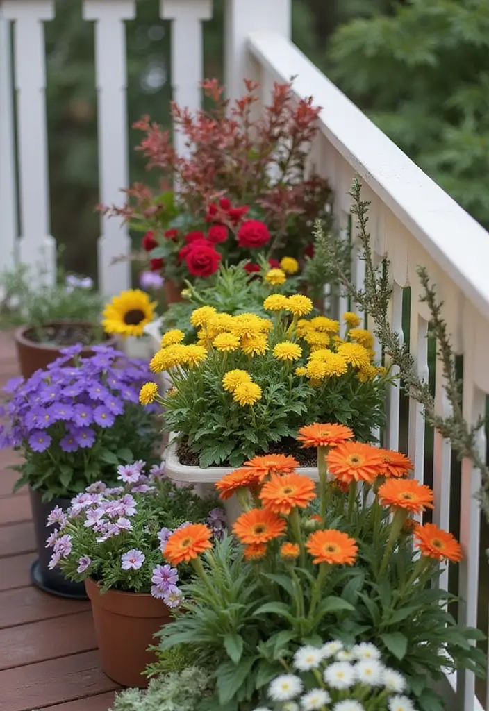 30 Deck Railing Planter Ideas for Vertical Garden Beauty - 24. Seasonal Planters