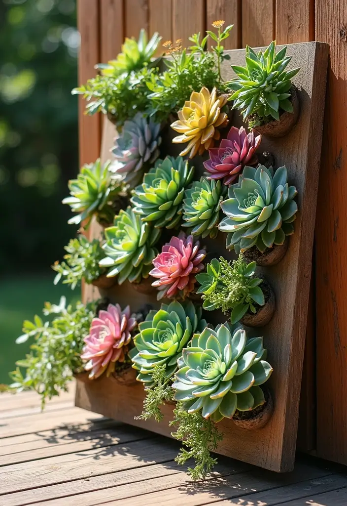 30 Deck Railing Planter Ideas for Vertical Garden Beauty - 3. Succulent Wall Planters