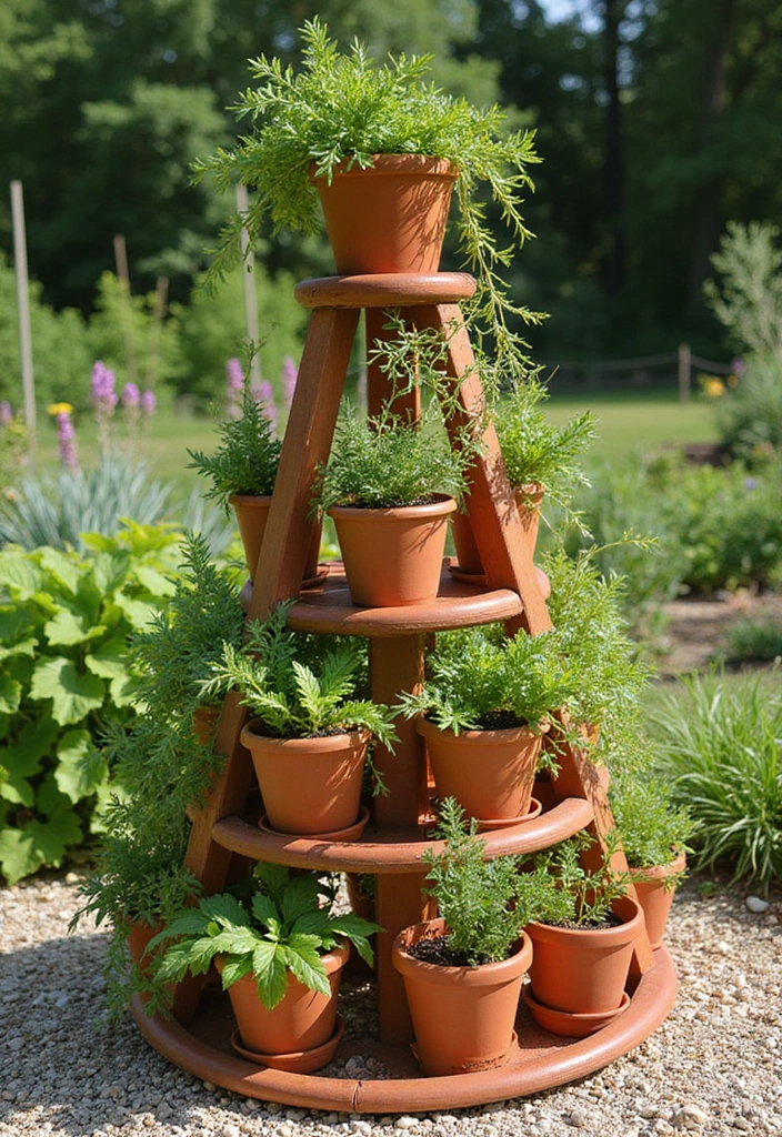 30 Dollar Tree Trellis Ideas That Are Budget-Friendly and Cute - 12. Terra Cotta Pot Tower Trellis