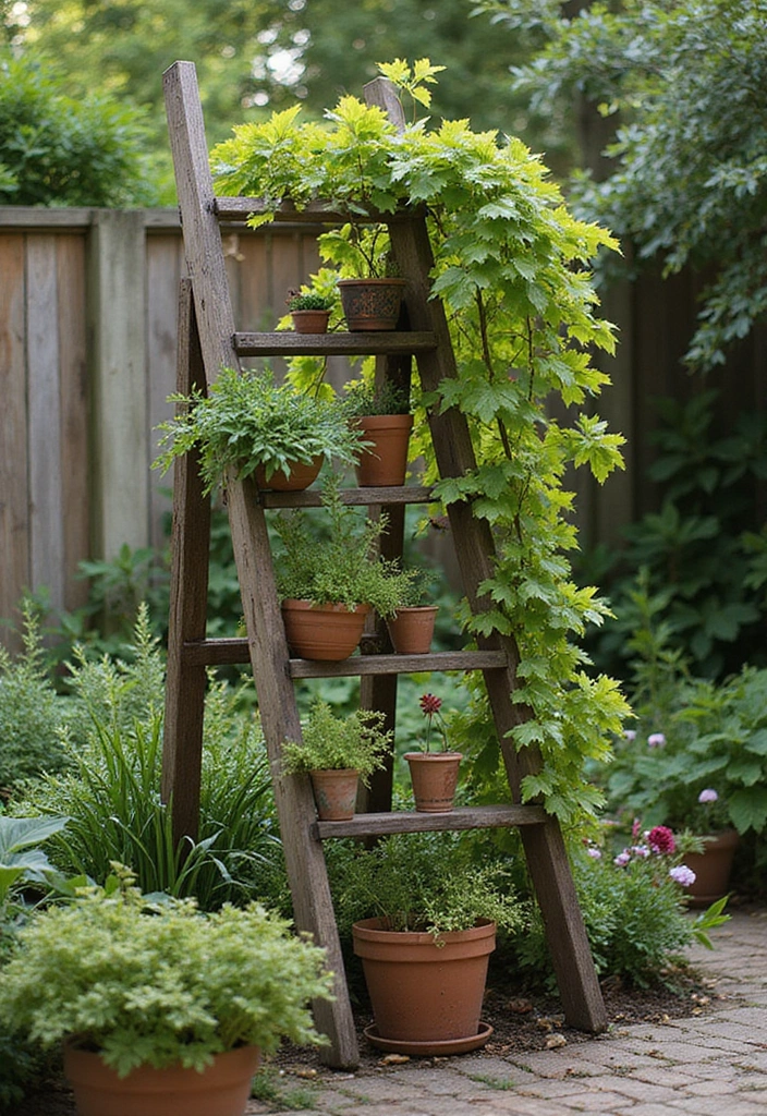 30 Dollar Tree Trellis Ideas That Are Budget-Friendly and Cute - 16. Ladder Back Trellis