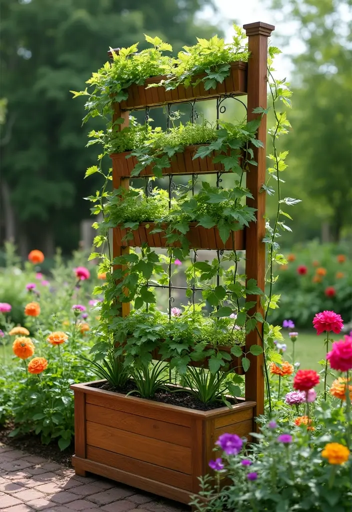 30 Dollar Tree Trellis Ideas That Are Budget-Friendly and Cute - 19. Vertical Planter Box Trellis