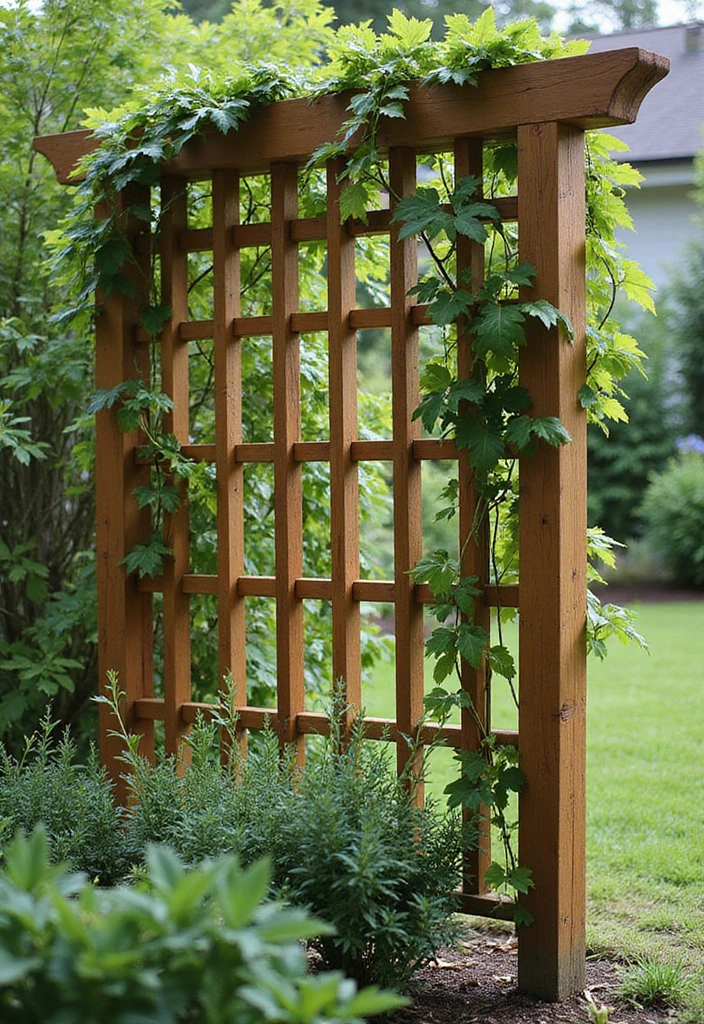 30 Dollar Tree Trellis Ideas That Are Budget-Friendly and Cute - 22. Wooden Slat Trellis