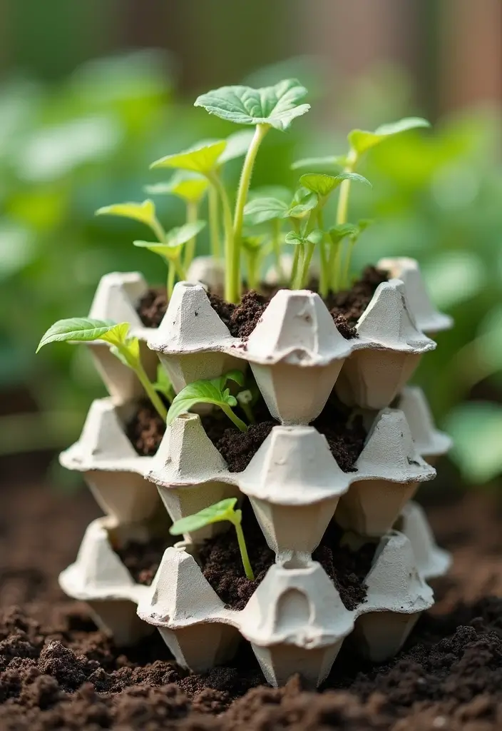 30 Dollar Tree Trellis Ideas That Are Budget-Friendly and Cute - 23. Egg Carton Seedling Trellis