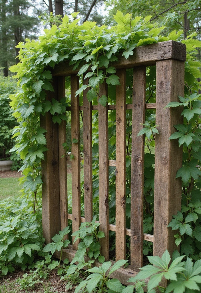 30 Dollar Tree Trellis Ideas That Are Budget-Friendly and Cute - 25. Scrap Wood Trellis