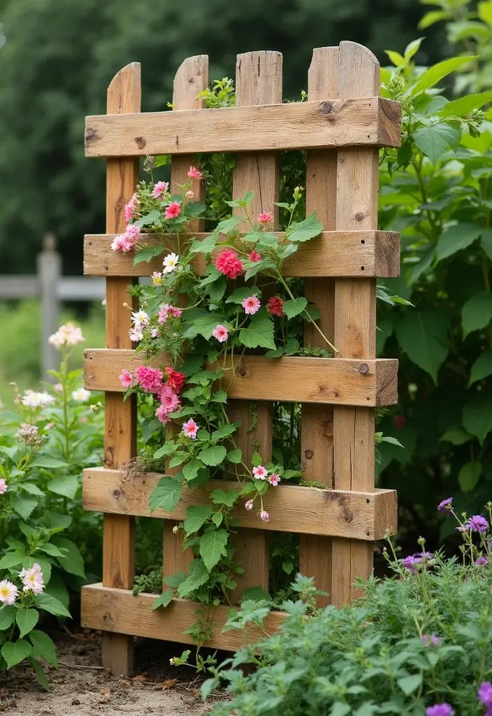 30 Dollar Tree Trellis Ideas That Are Budget-Friendly and Cute - 4. Wooden Pallet Trellis