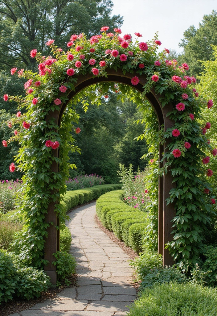 30 Dollar Tree Trellis Ideas That Are Budget-Friendly and Cute - 6. Garden Arch Trellis